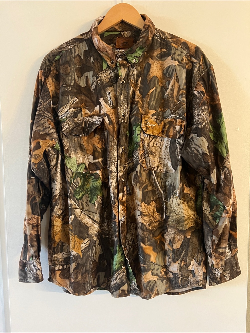 Duxbak real tree long sleeve button down XL